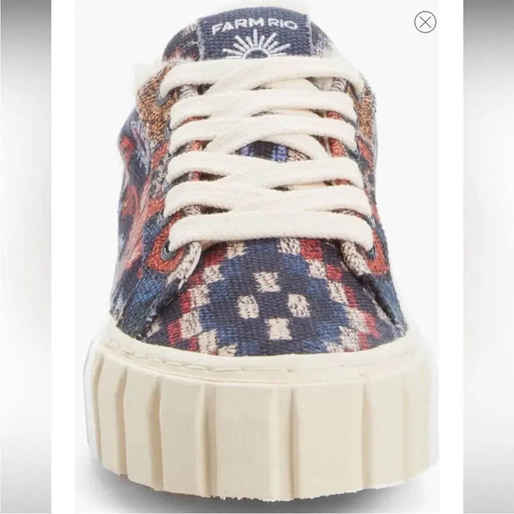 NWT Farm Rio Annika floral tapestry faux fur lined platform sneakers